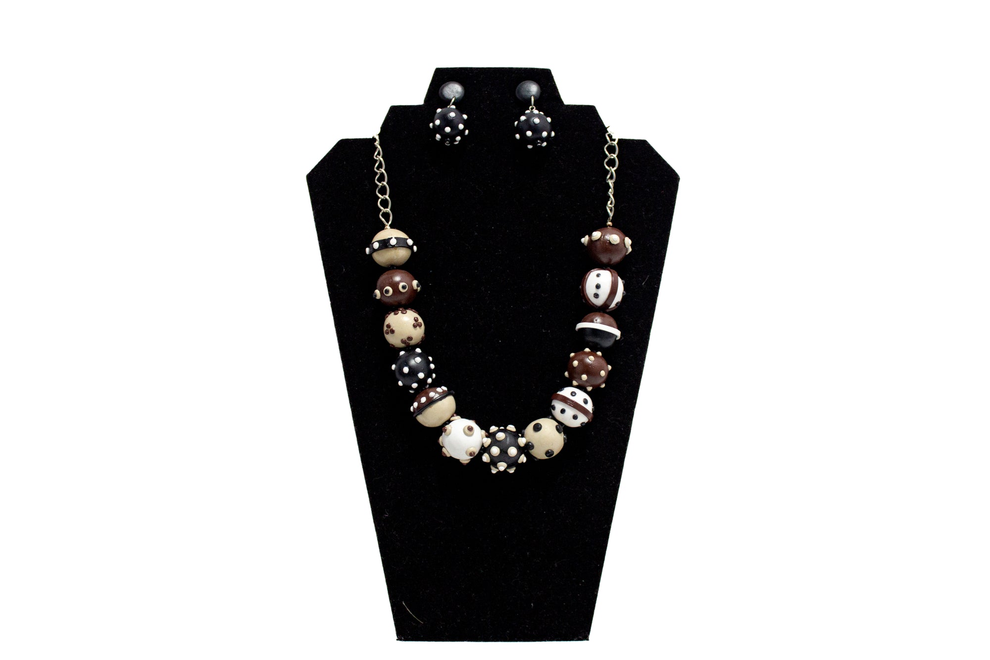 Polymer Clay Brown/Black Jewelry Set