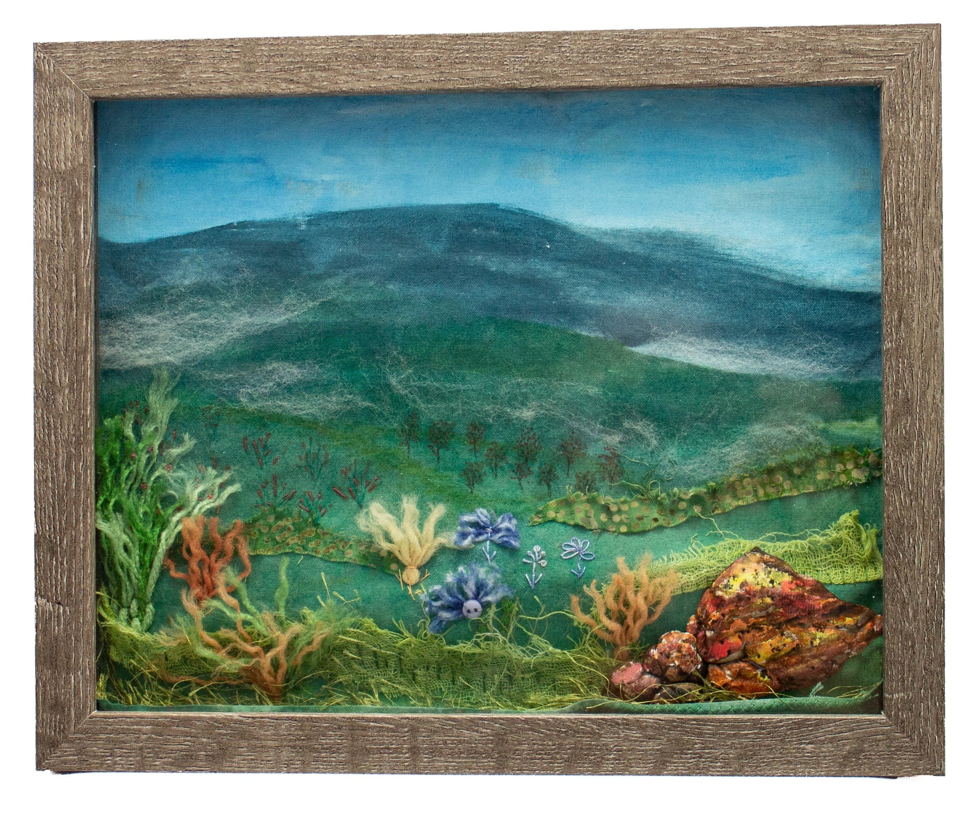 Framed Fiber Art (Mountains & Flowers)