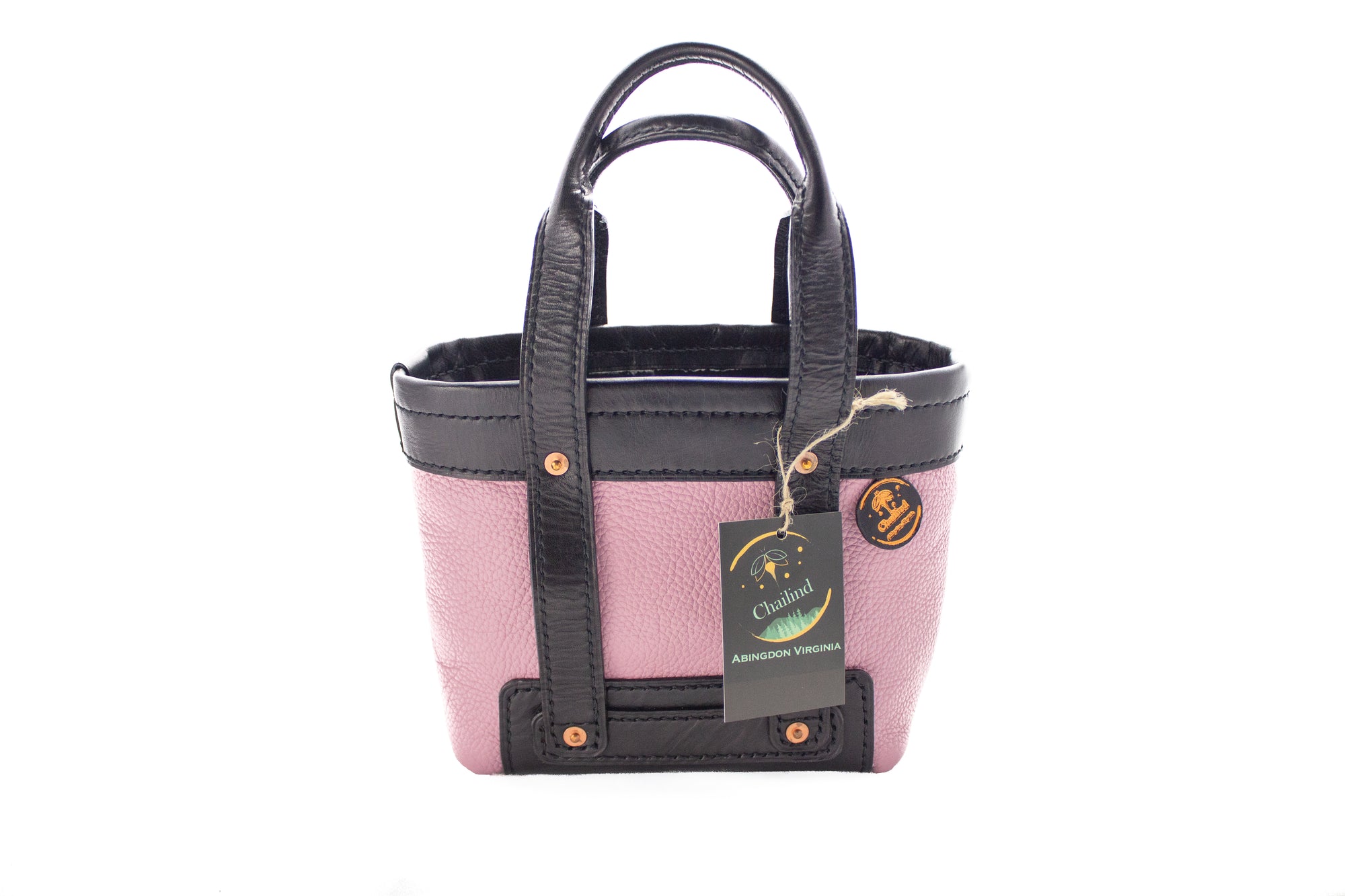 Leather Tote (Black & Pink)