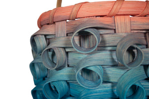 Aqua and Coral  Curls Round Basket