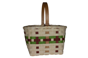 Square Market Basket in Green and Camel