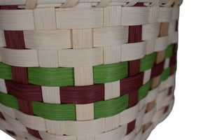 Square Market Basket in Green and Camel