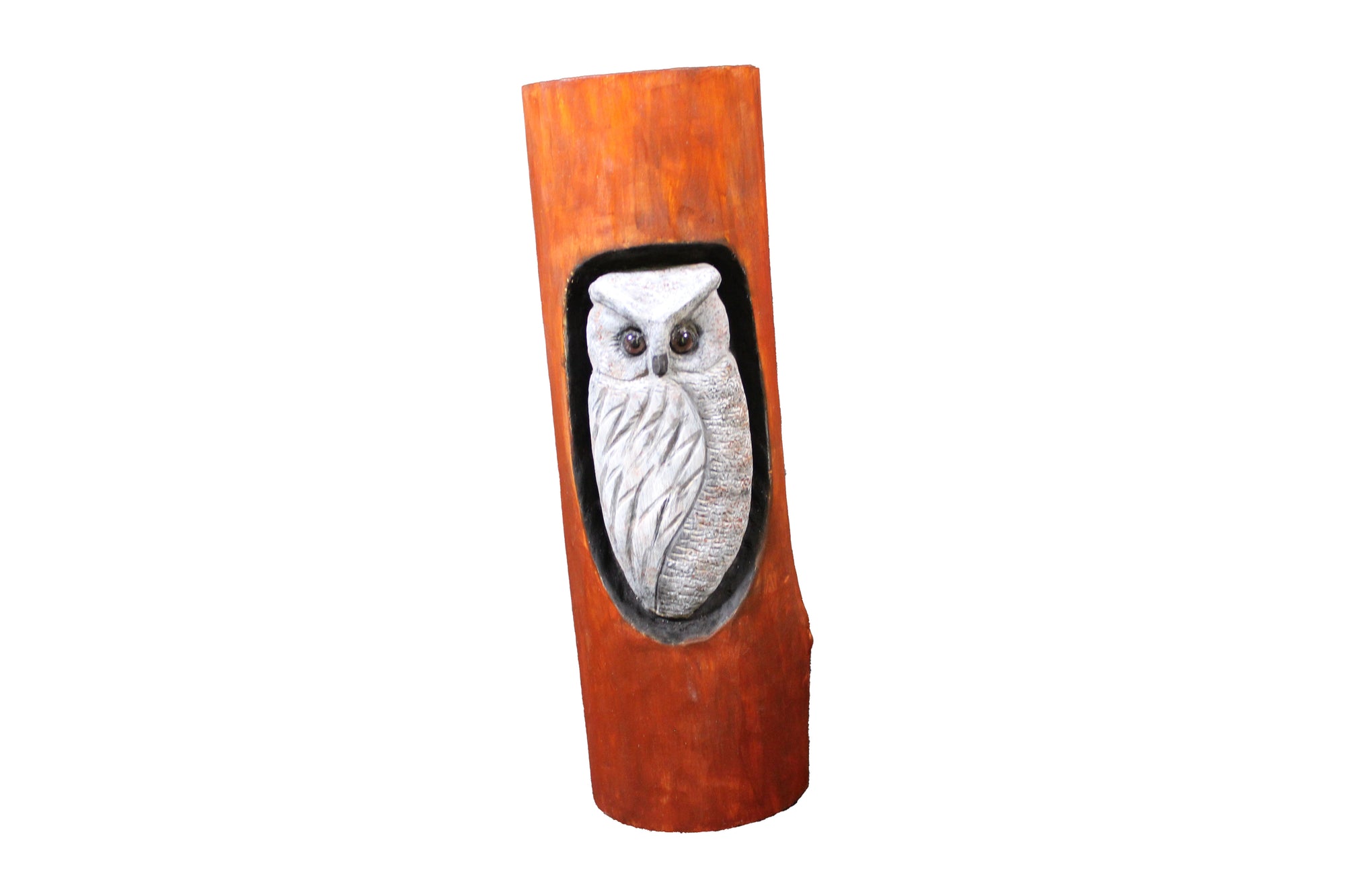 Carved Owl in Tree Trunk