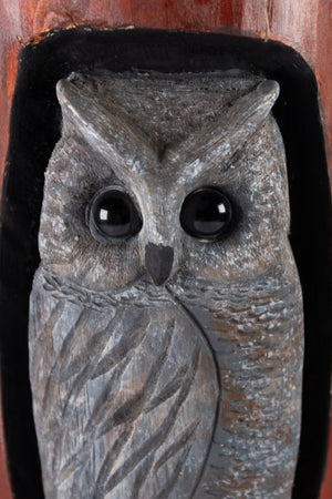 Carved Owl in Tree Trunk