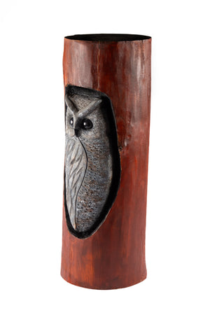 Carved Owl in Tree Trunk