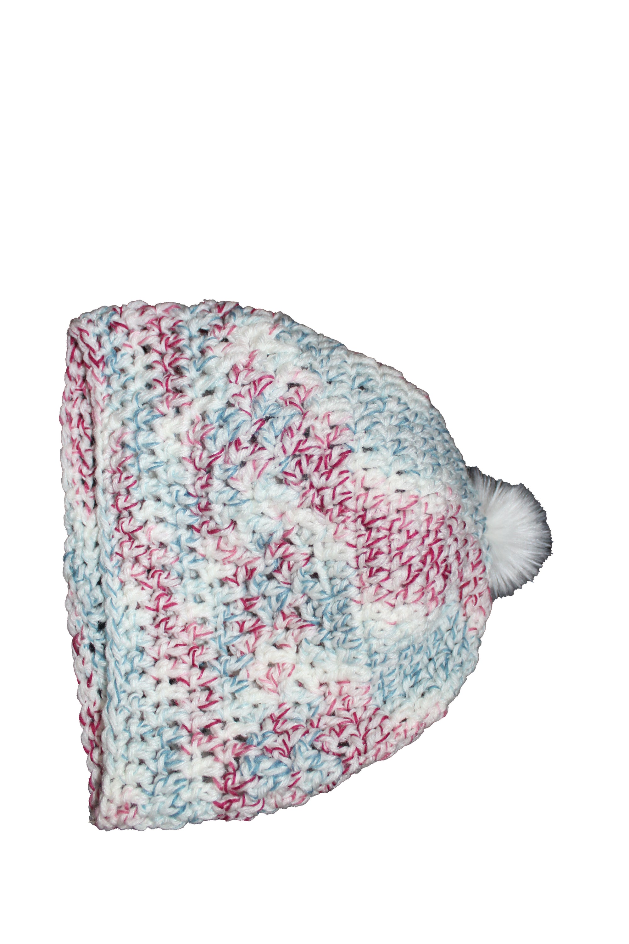 Blue, Burgundy & Beige Hat & Scarf Set