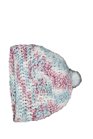 Blue, Burgundy & Beige Hat & Scarf Set