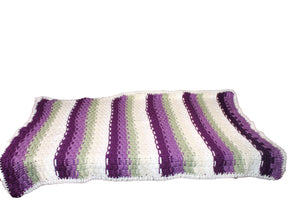 Purple, Green, Beige and White Afghan