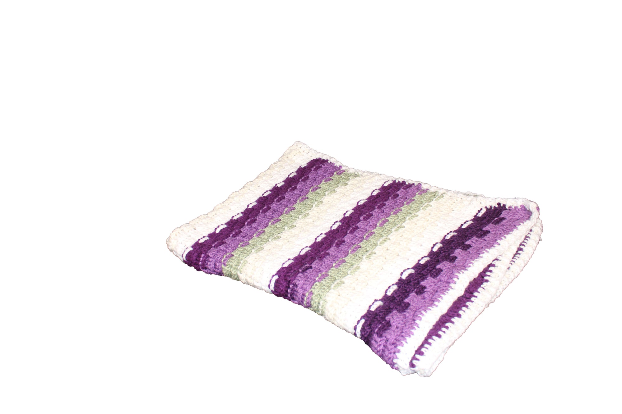 Purple, Green, Beige and White Afghan