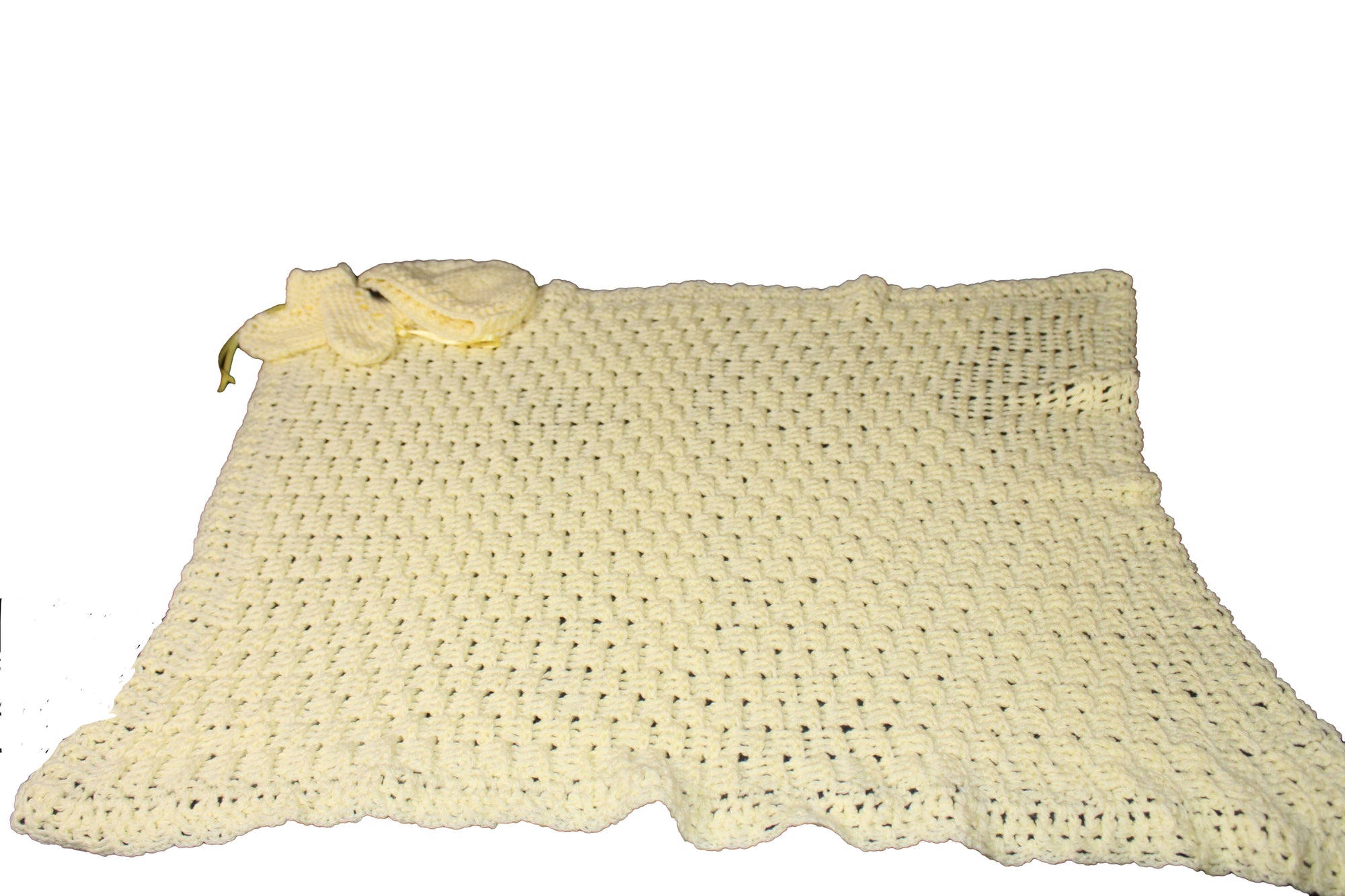 Yellow Baby Afghan with Hat and Booties