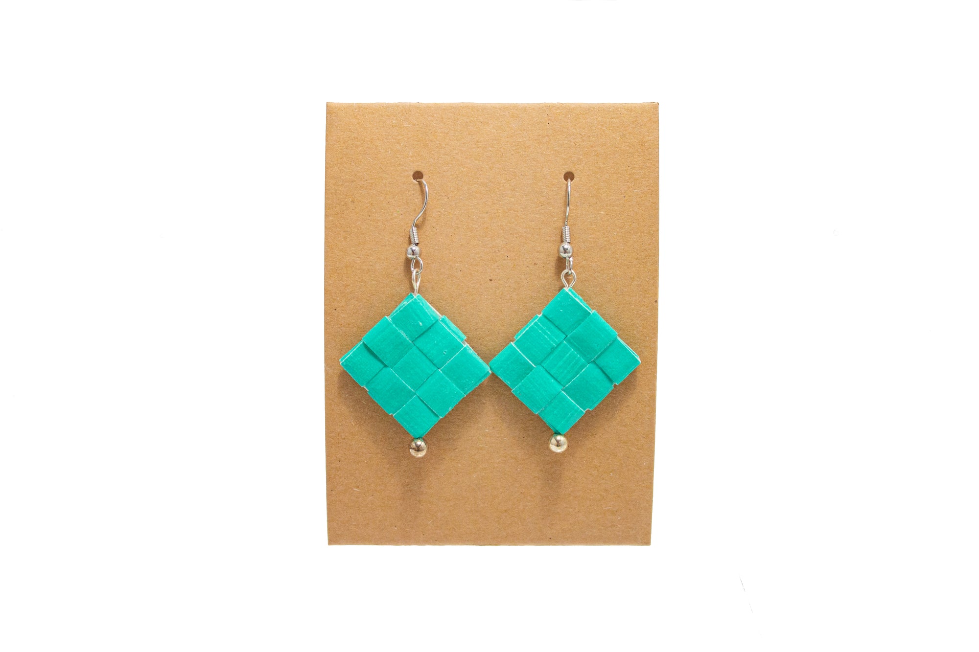 Small Canvas Earrings - Teal/Silver