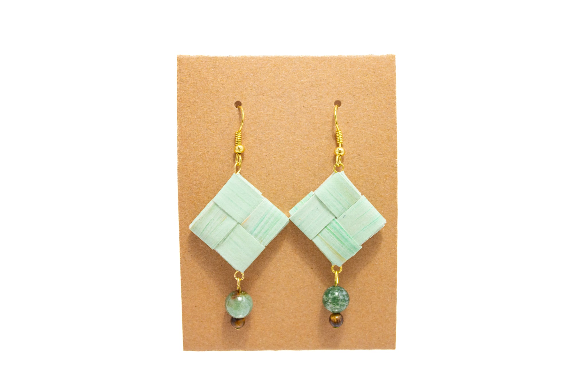 Large Canvas Earrings-Teal w/ Beads