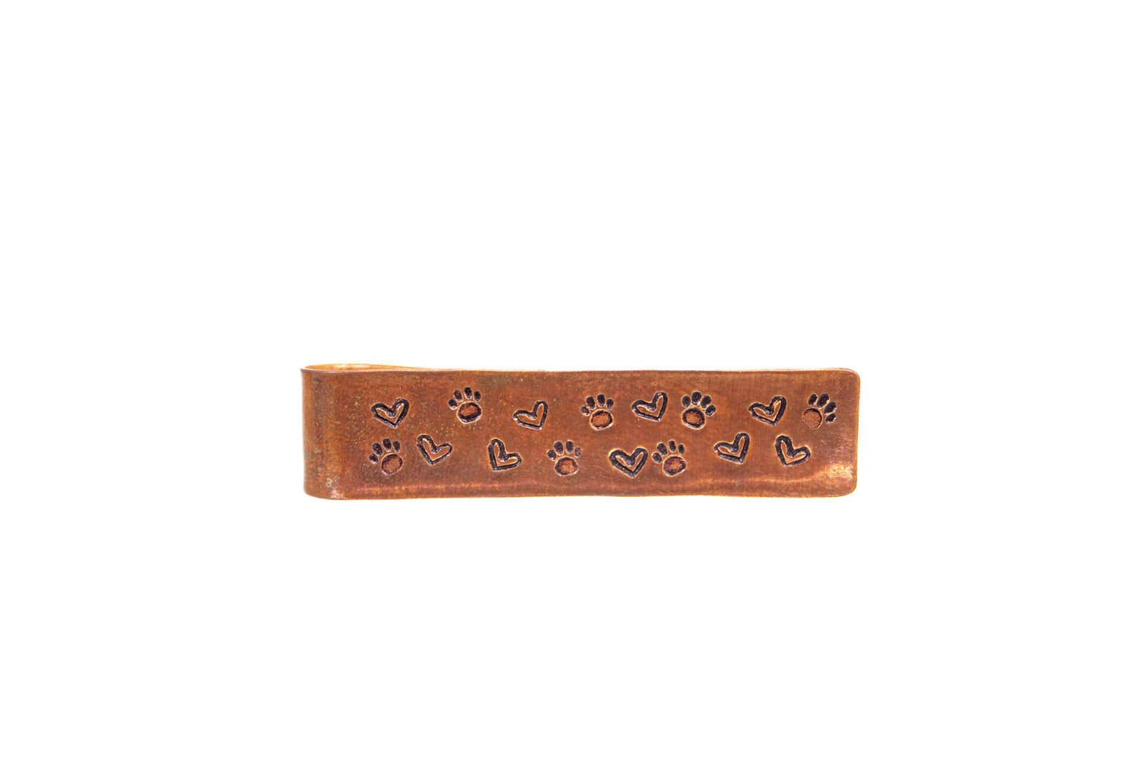 Metal Tie Clip - Copper Hearts / Paws