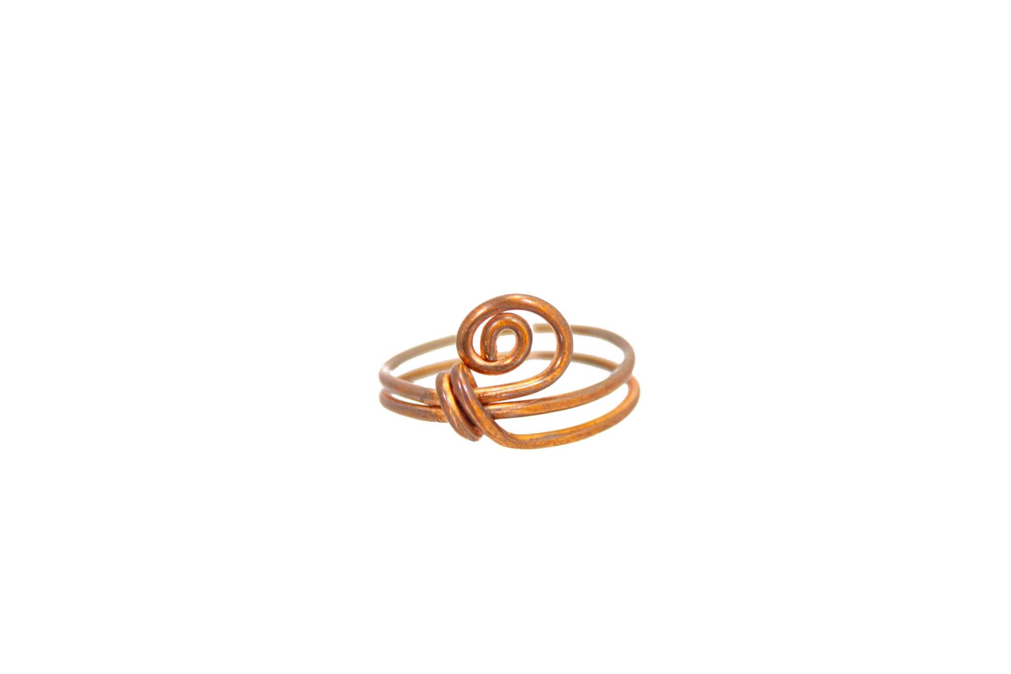 Copper Ring - Double Band Swirl