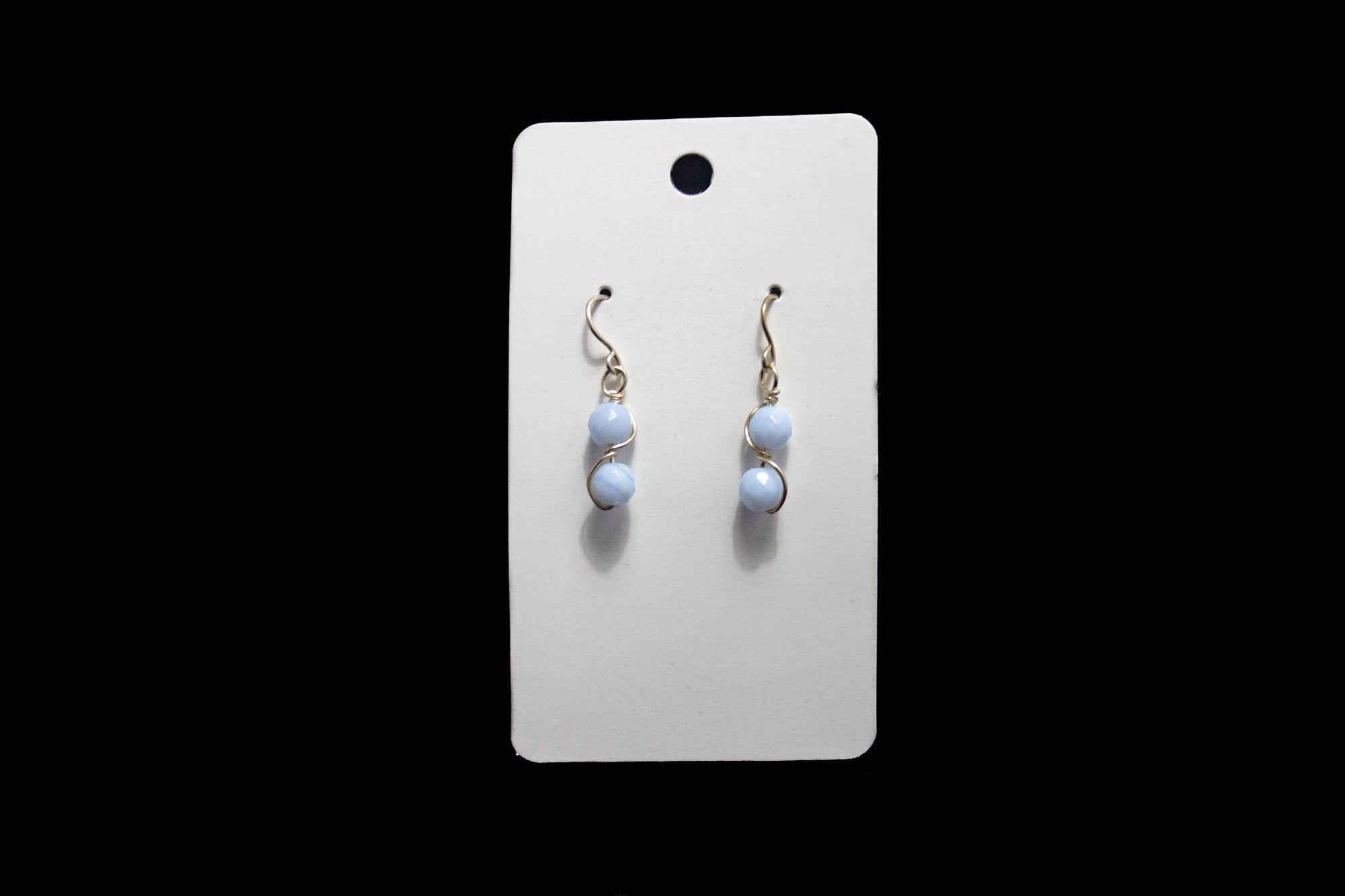 Blue Agate 2-Faceted Earrings
