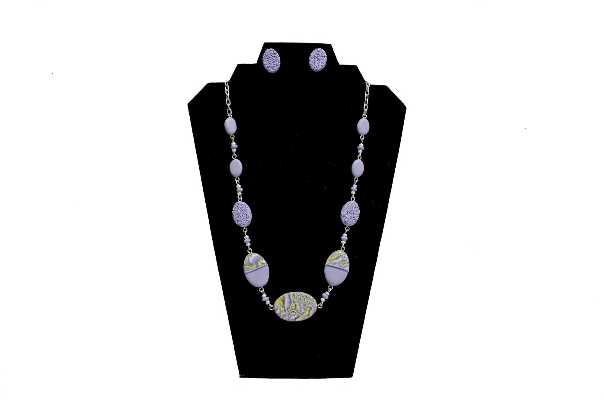 Polymer Clay Lavender Jewelry Set