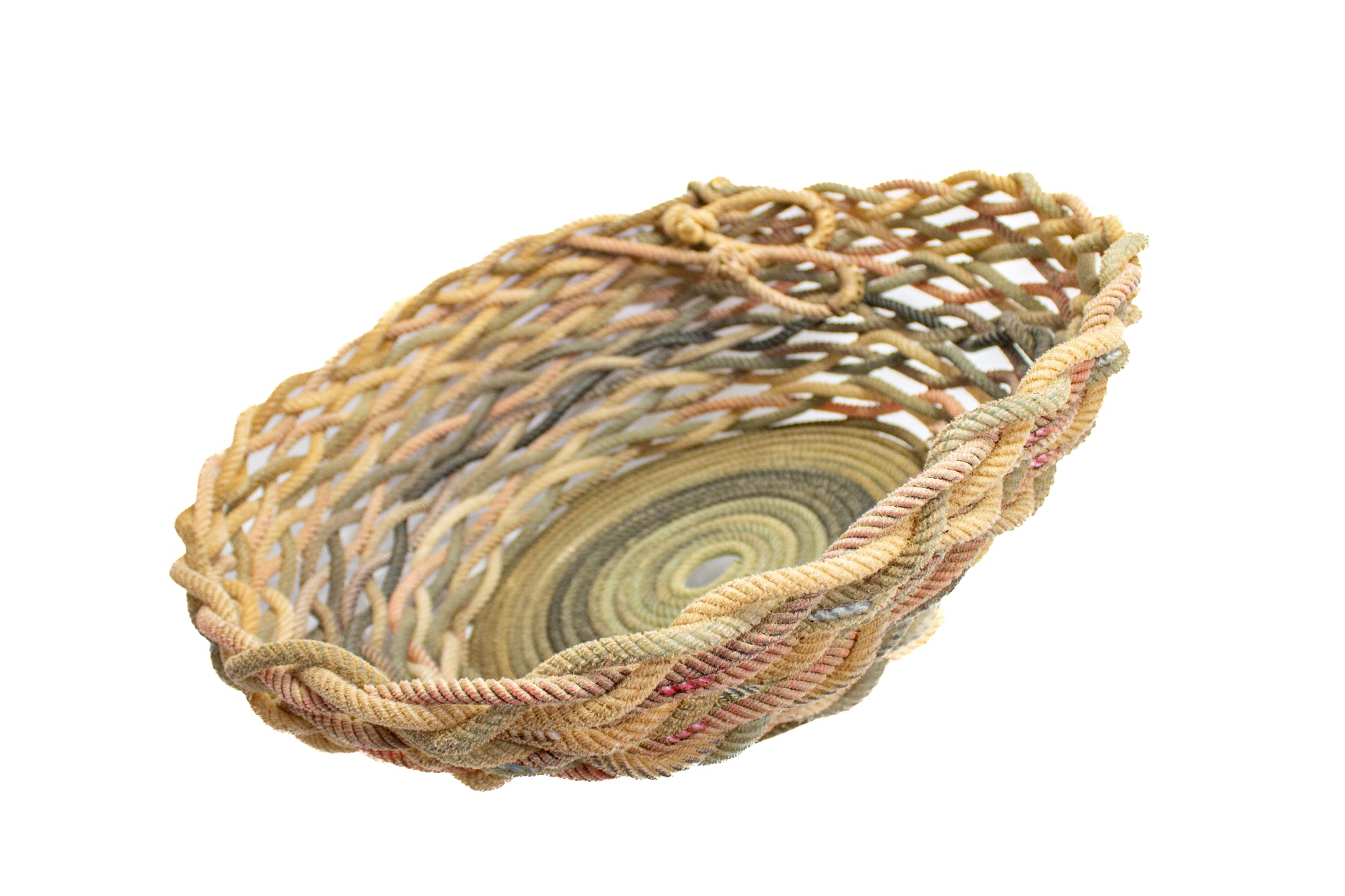 Large Multi-Colored Braided Rope Bowl