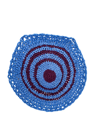 Crocheted Rug Blue and Burgundy