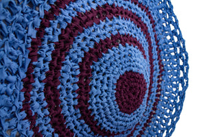 Crocheted Rug Blue and Burgundy