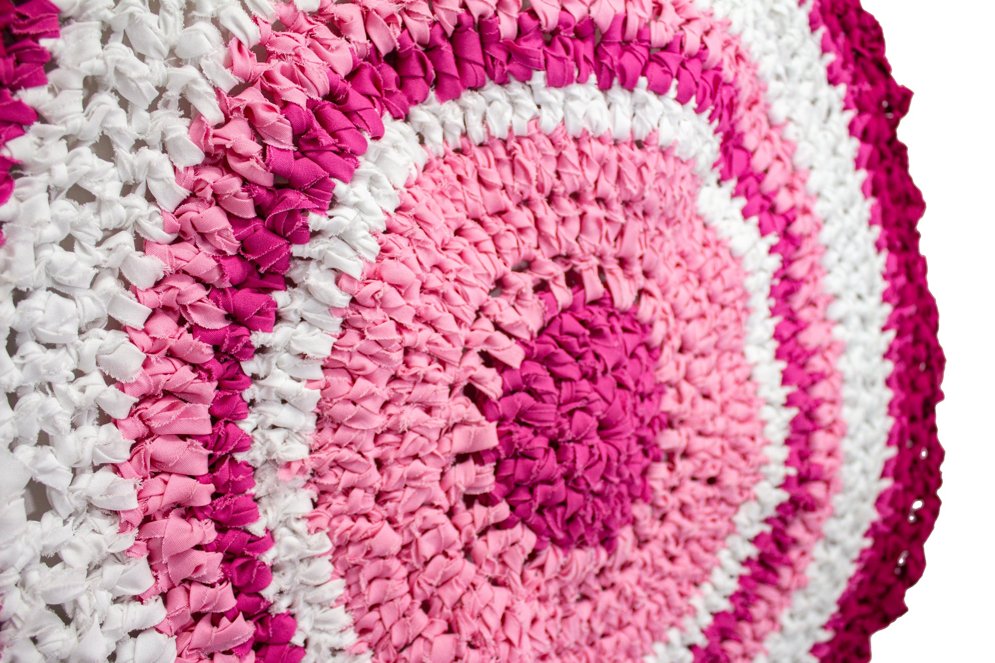 Crocheted Rug-White and Pinks