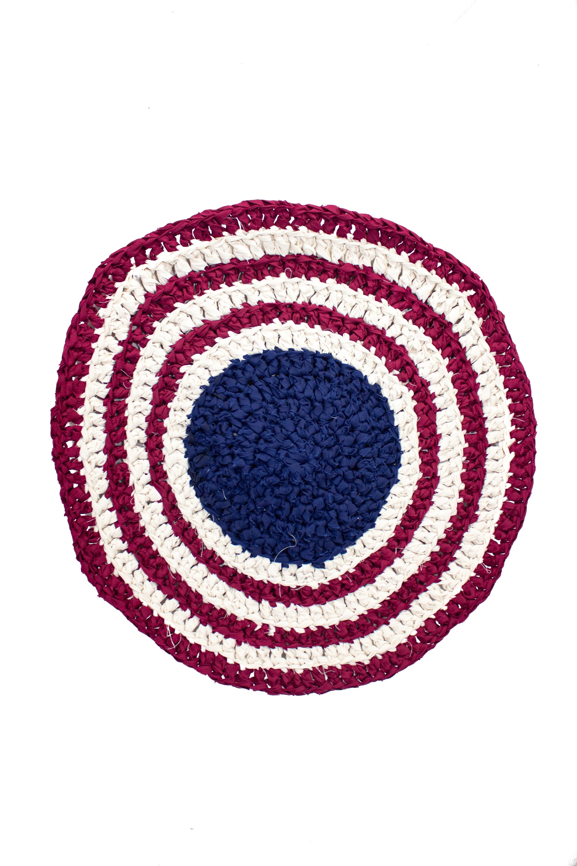 Crocheted Rug-Red, White, and Blue