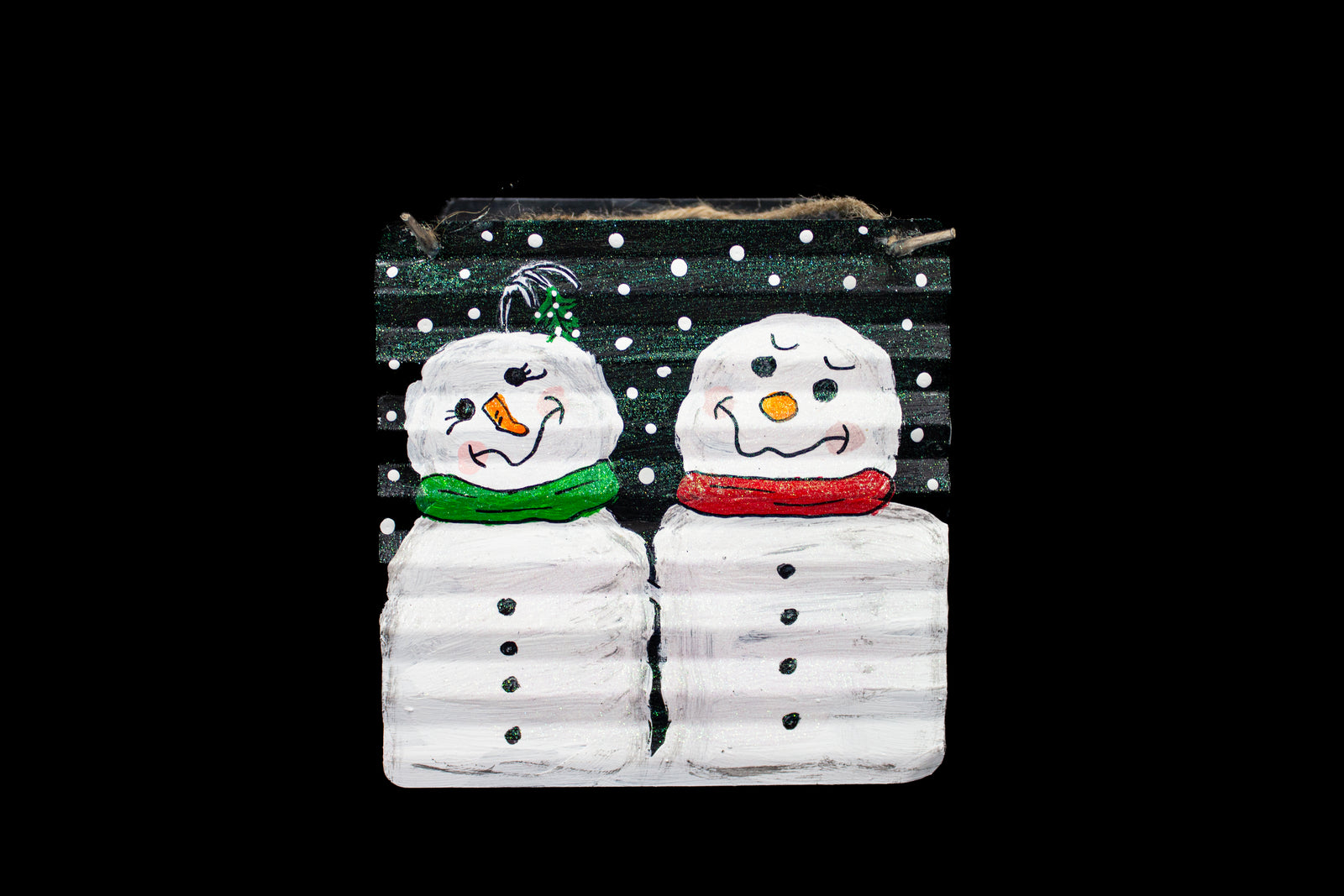 Metal Snowman Couple Sign
