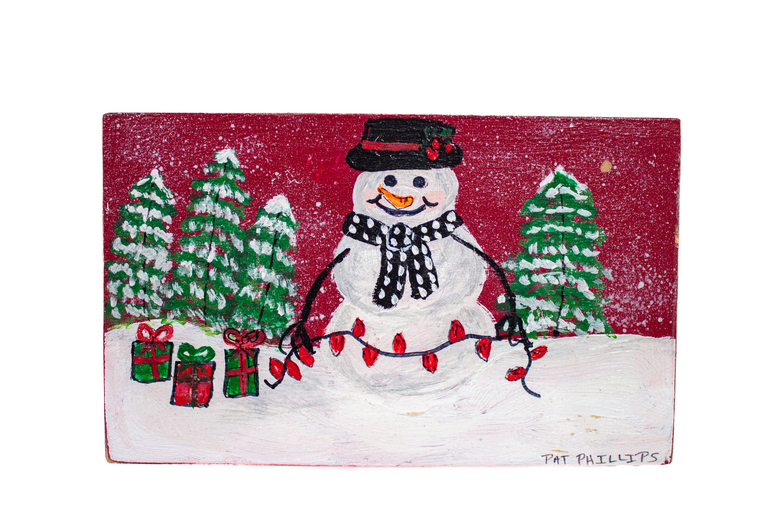 Large wooden Snowman Box