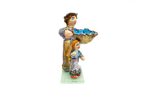 Polymer Figures (Man & Child w/Bowl)