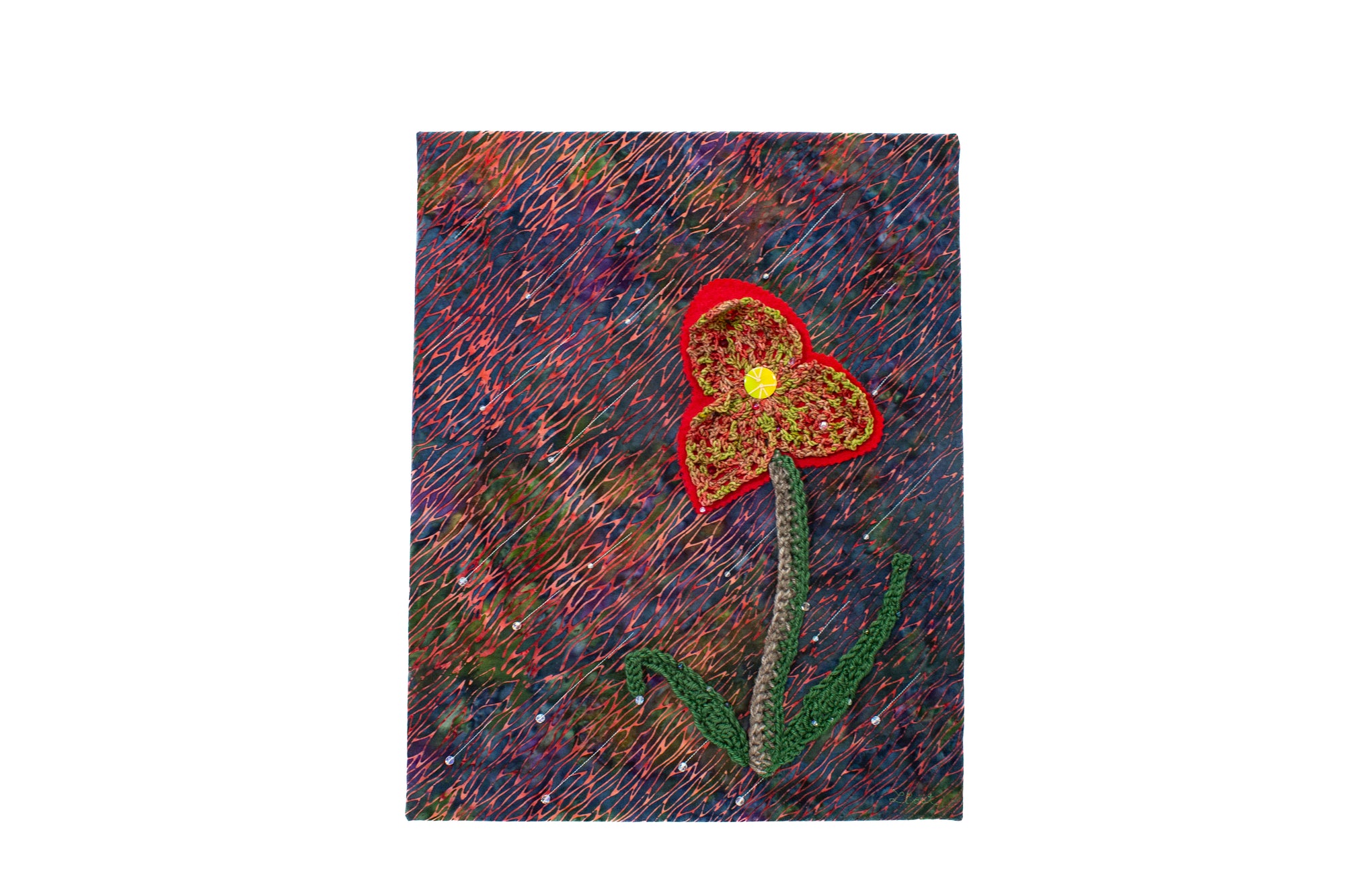 16x20 Fiber Art Canvas (Flower/Rain)