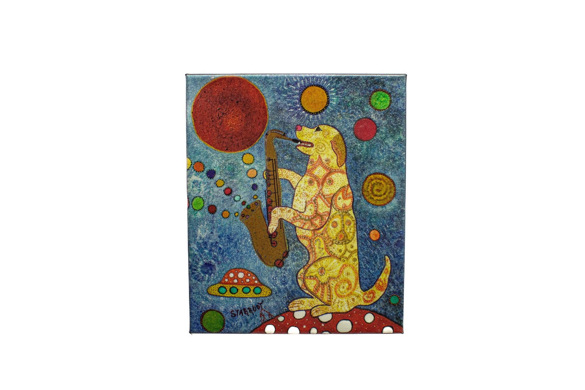 Saxophone Playing Dog on Canvas (Various Sizes)