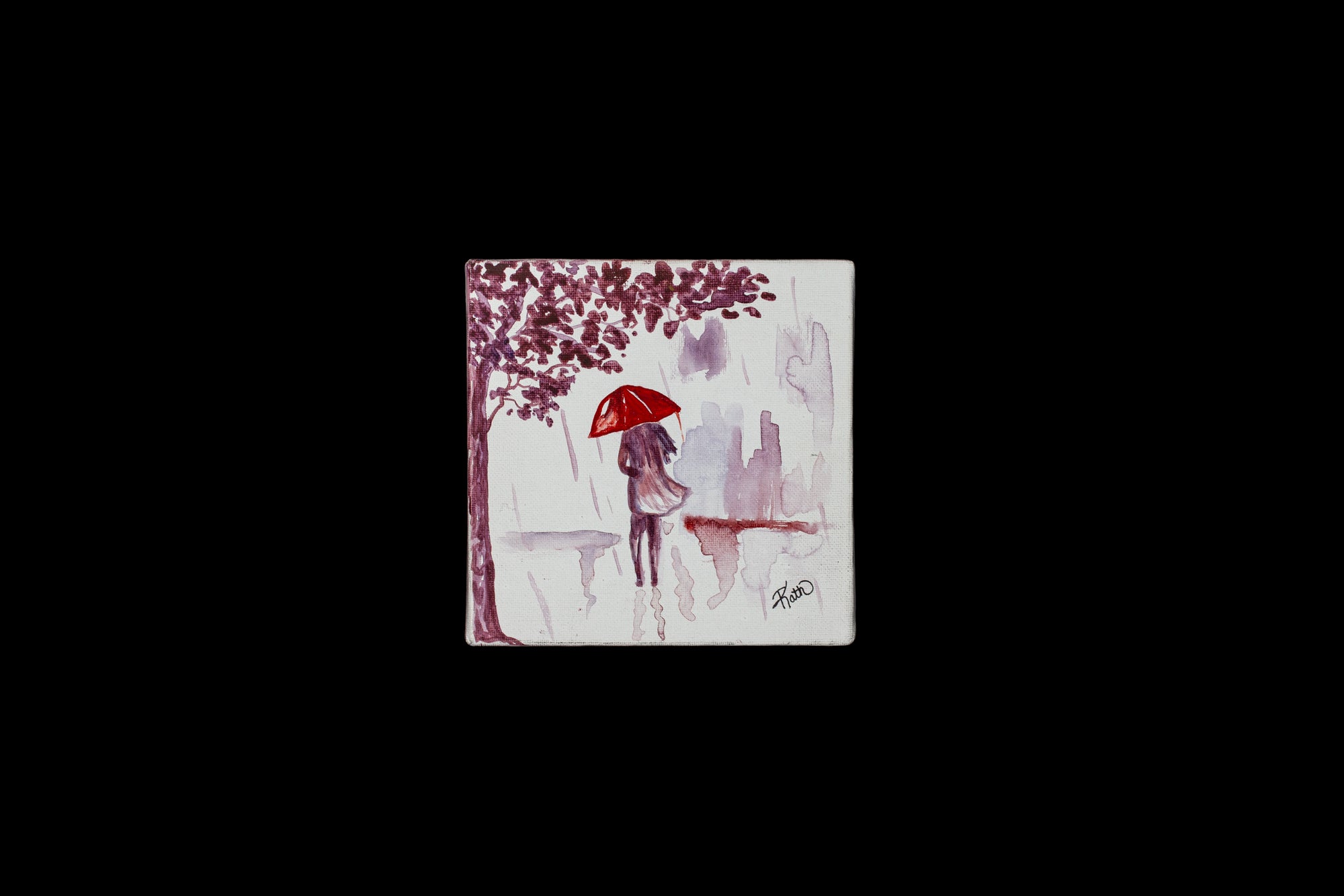 Lady in Rain in Bristol Print 4.5x4.5