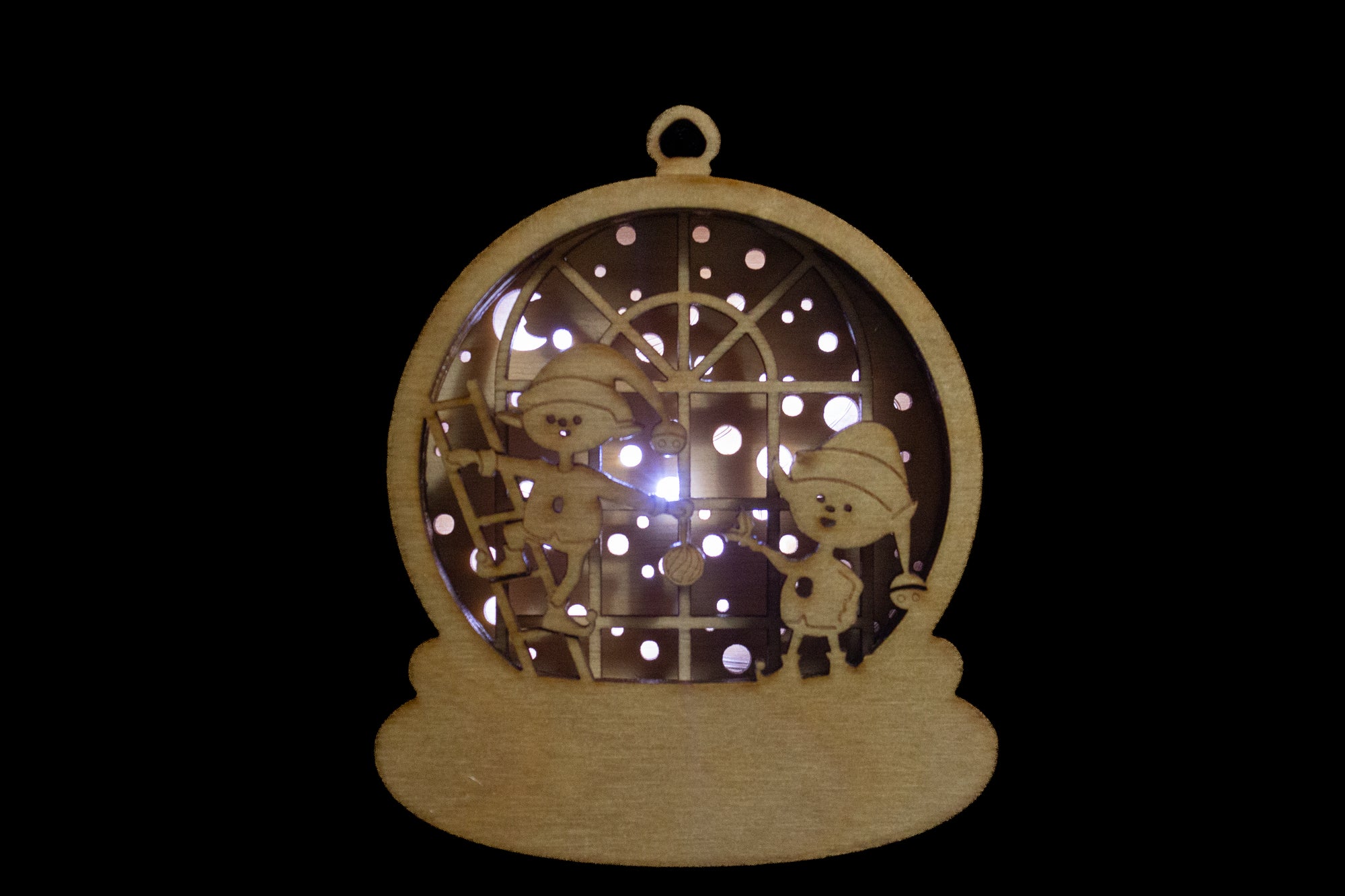 Wooden Light Up Ornaments (Various Styles & Sizes)