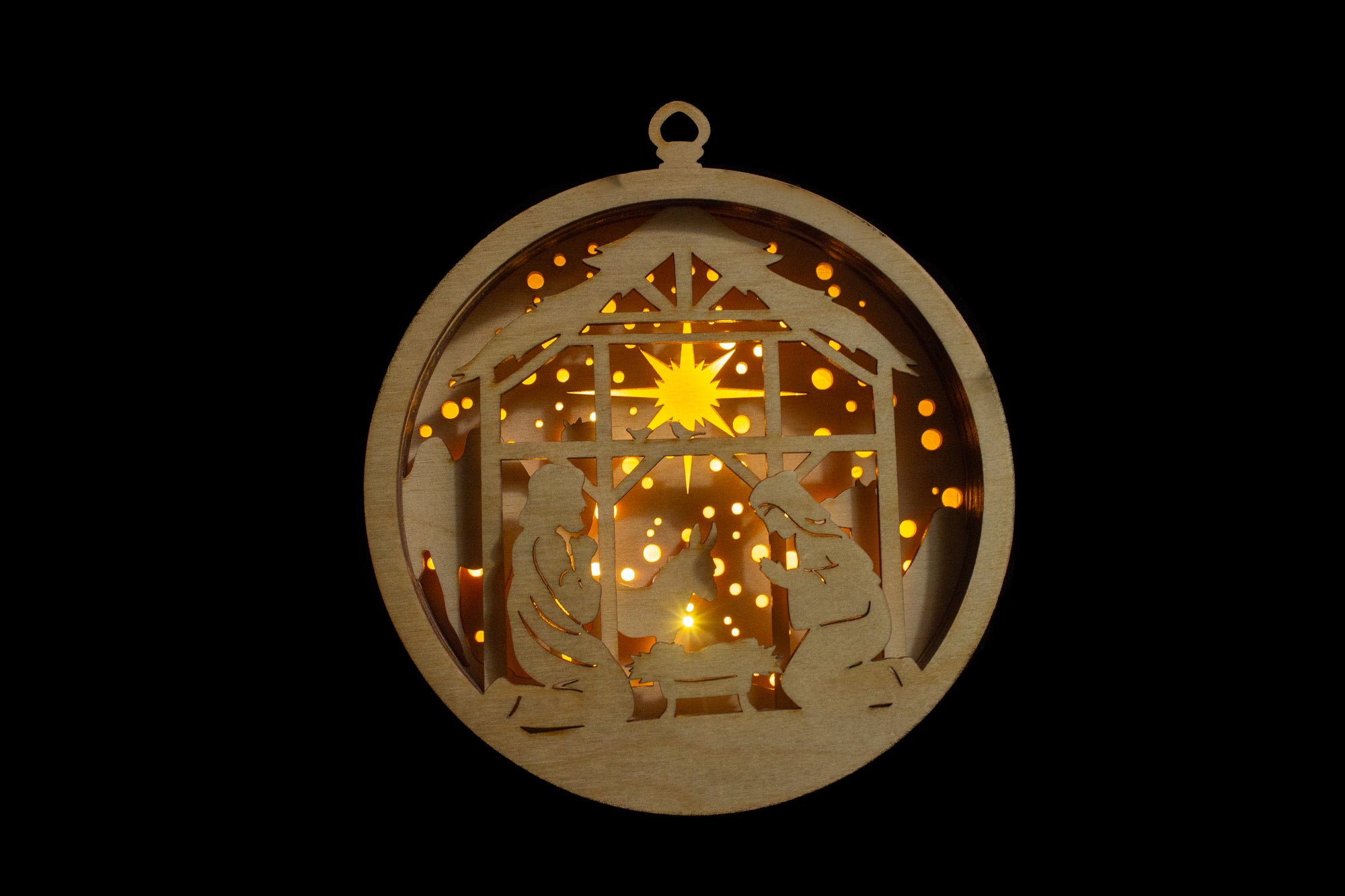 Wooden Light Up Ornaments (Various Styles & Sizes)