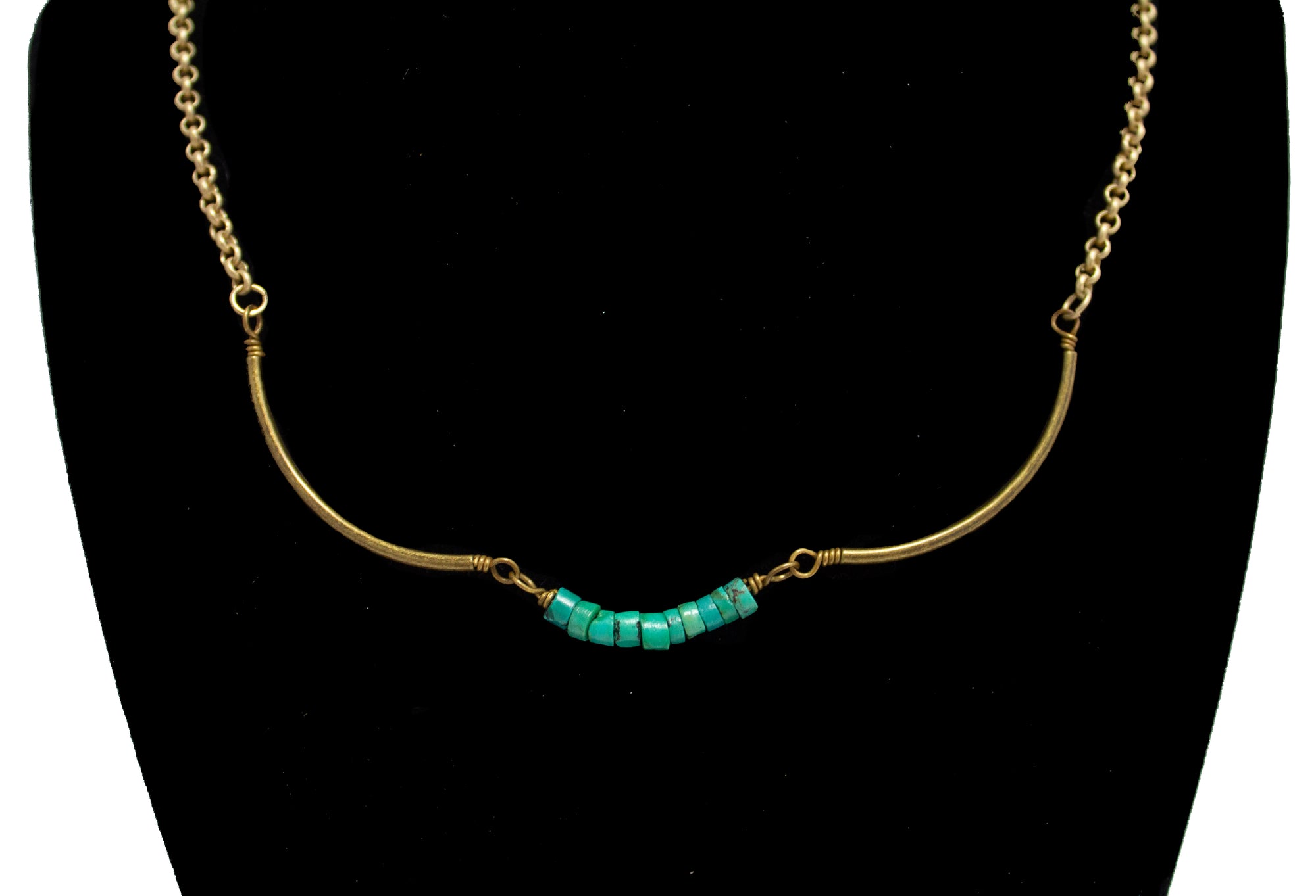 Turquoise / Gold / Brass Necklace
