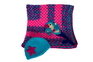 Crocheted Baby Blanket w /Hat