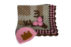 Crocheted Baby Blanket w /Hat