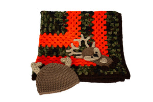Crocheted Baby Blanket w /Hat