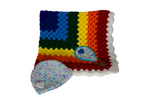 Crocheted Baby Blanket w /Hat