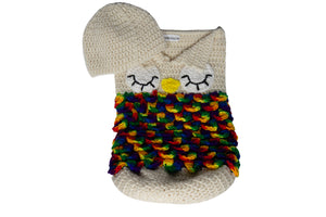 Crocheted Owl Cocoon with Matching Hat