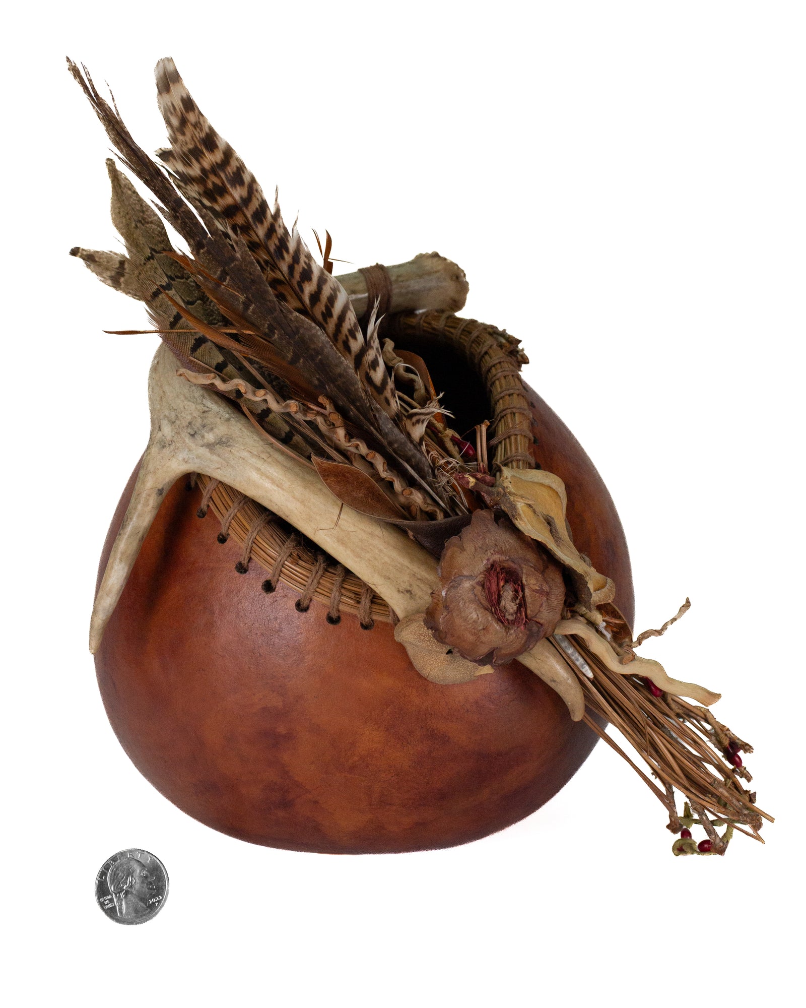 Antler/Feathers Gourd