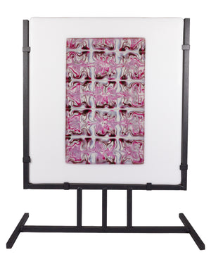Glass Art Panel White with Stand Red/Pink