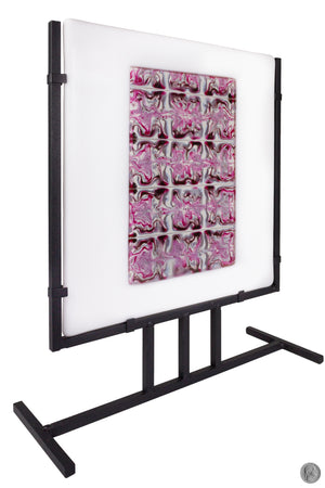 Glass Art Panel White with Stand Red/Pink