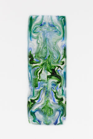 Glass Art Panel w/Stand-white w/green