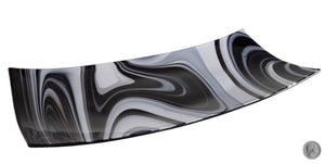 Glass Op Art Black and White Serving Tray