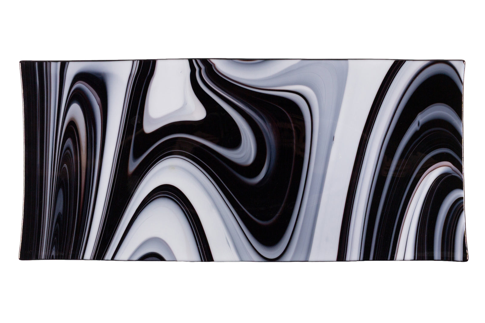 Glass Op Art Black and White Serving Tray