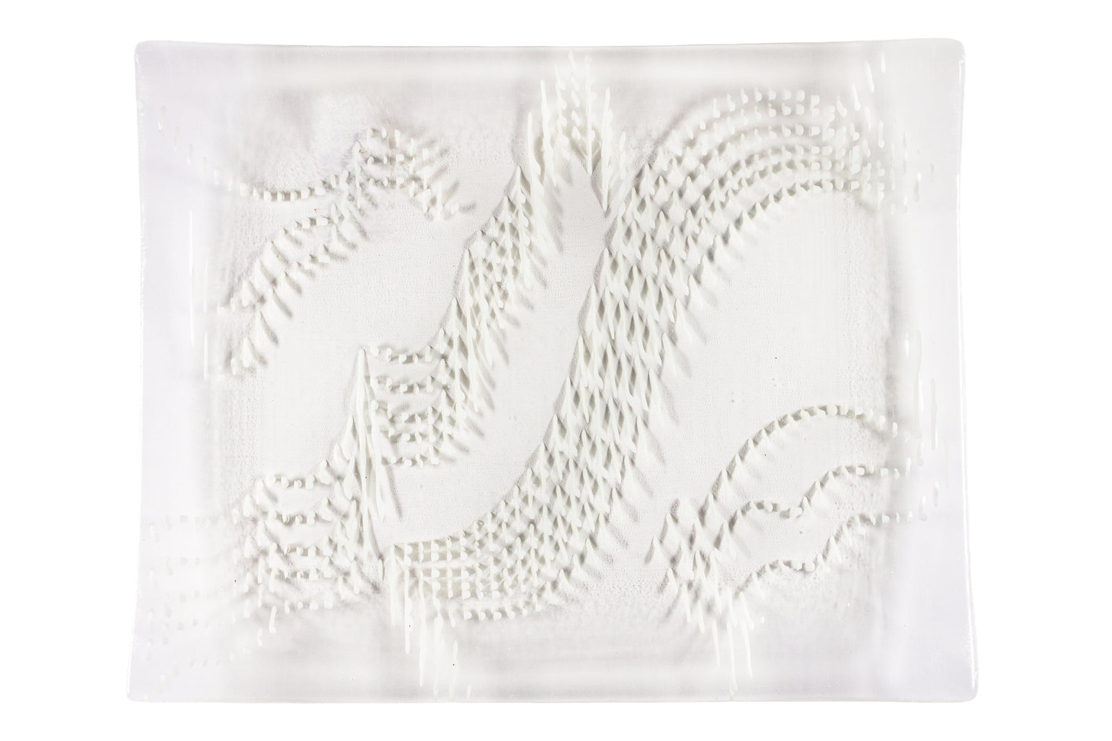 Glass Rectangle White 3-D Serving Tray