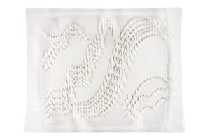 Glass Rectangle White 3-D Serving Tray