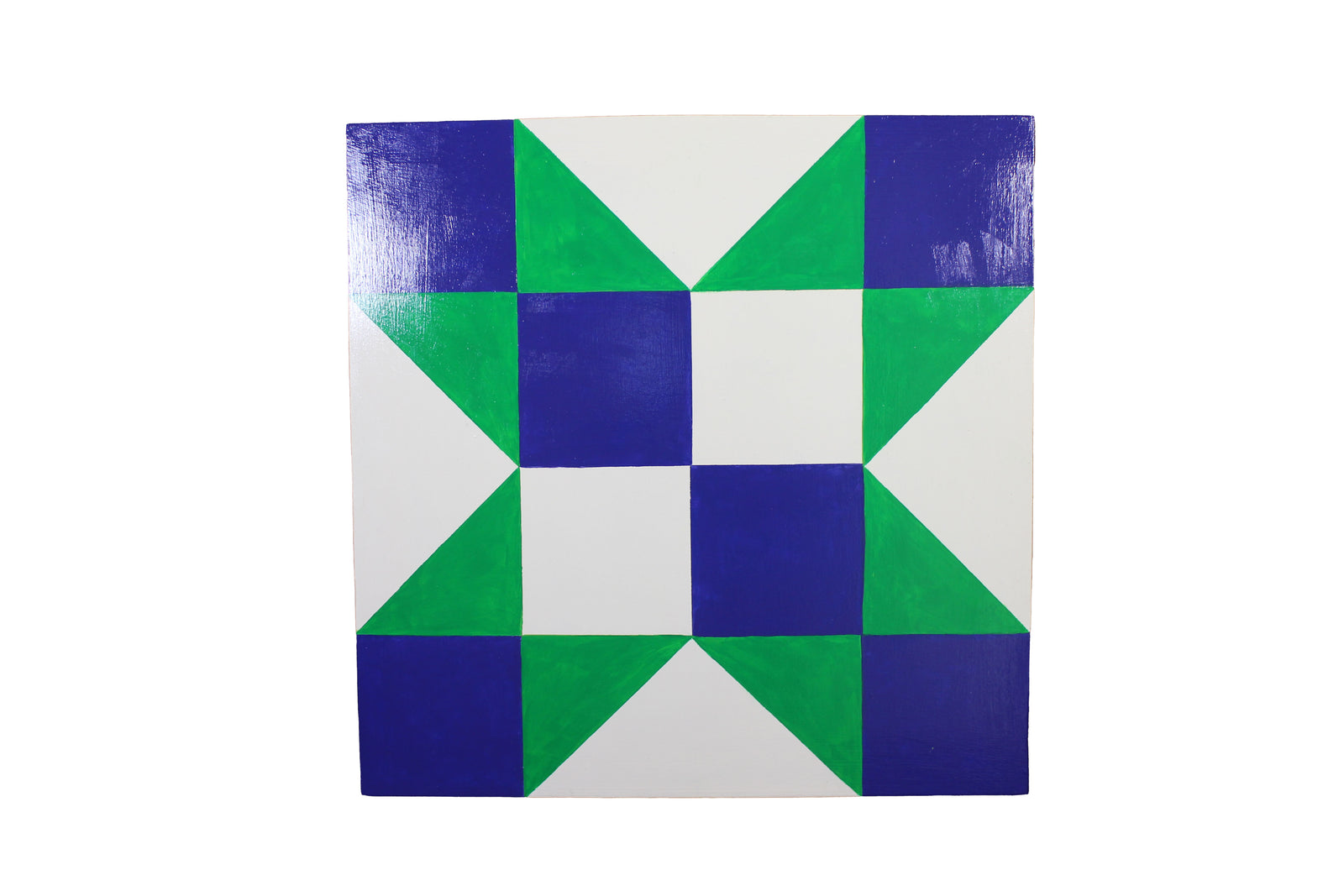 Blue Block w/ Green Accents Barn Quilt