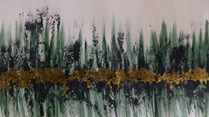 24"x48" Gold & Green Acrylic Swipe on Wrapped Canvas