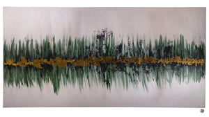 24"x48" Gold & Green Acrylic Swipe on Wrapped Canvas